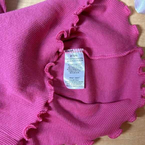 GARANIMALS Lettuce-Edge Tee with Long Sleeve Pink Ribbed Girls 5T - Picture 4 of 4